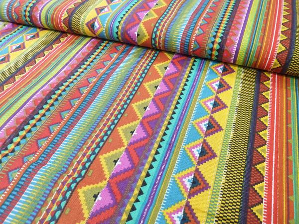 Bavlnená látka MEXICO farebné indiánske pásy